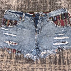 Boho jean shorts
